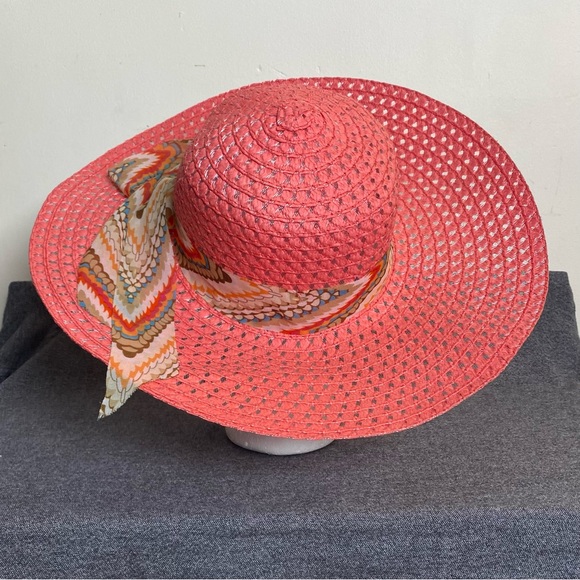 Woman's Wide Brim Straw Hat with Multicolored Ribbon - Picture 10 of 10